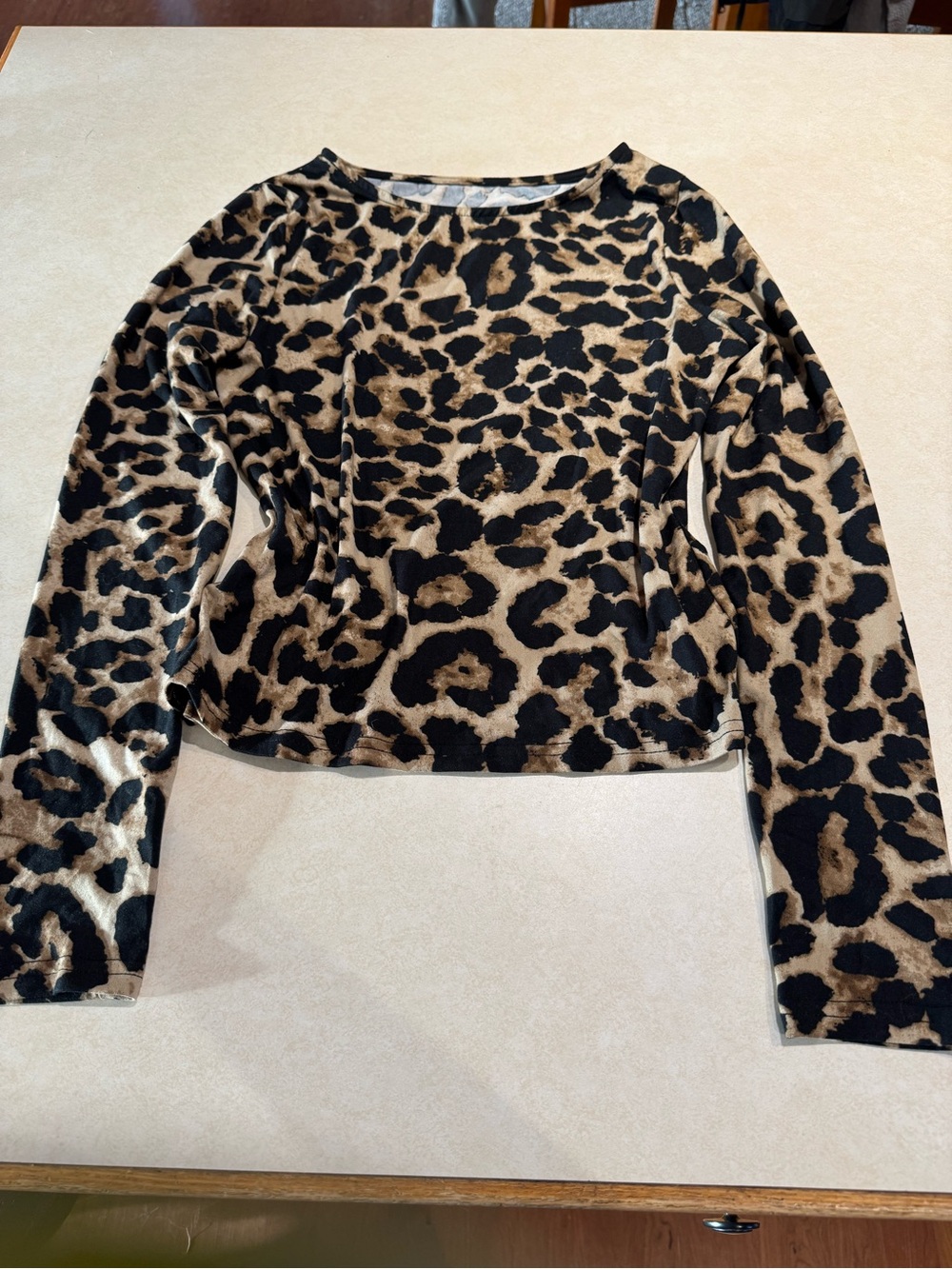 Leopard Print Long Sleeve Top - Brown/Black